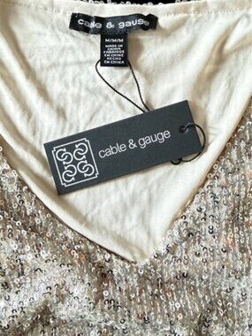 Champagne Colored Shine Sequined Top with Soft Lining